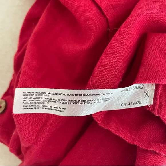 Free People Red Freest Bom Bom Cutout Ruched Puff Sleeve Mini Dress 27132 - Picture 10 of 11